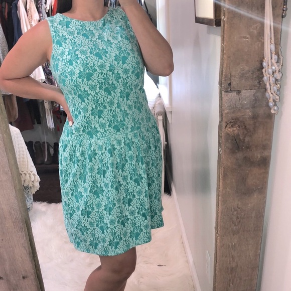 Cynthia Rowley size 12 turquoise lace dress - Picture 1 of 5